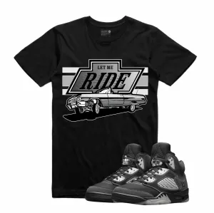 Retro Kings AJ5 ANTHRACITE LET ME RIDE TEE BLACK