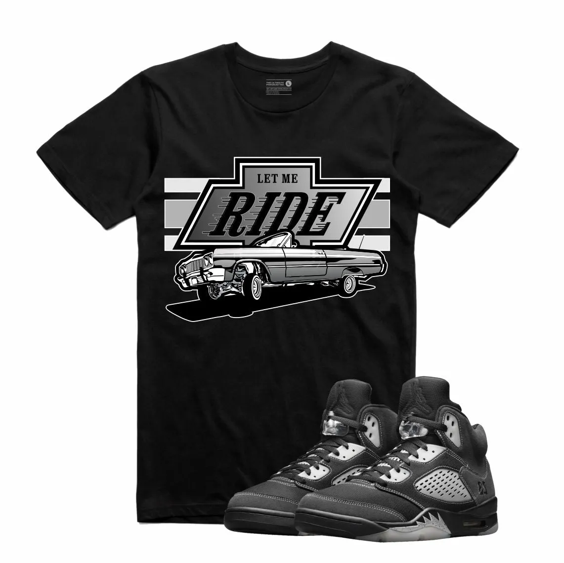 Retro Kings AJ5 ANTHRACITE LET ME RIDE TEE BLACK
