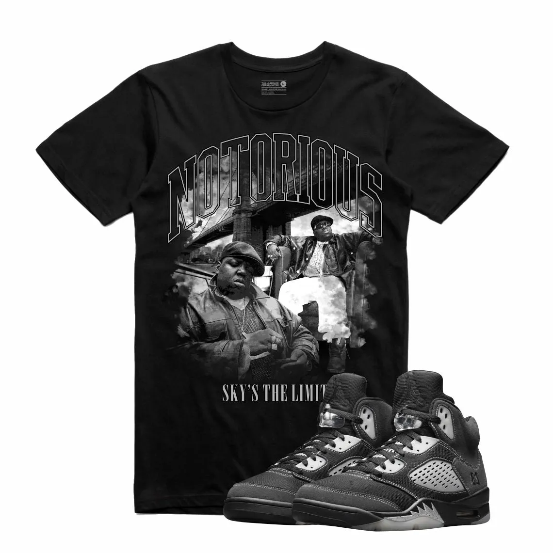 Retro Kings AJ5 ANTHRACITE NOTORIOUS CLOUDS TEE BLACK
