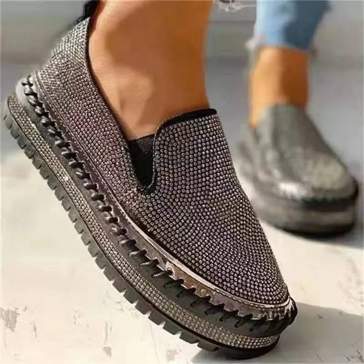 Rhinestone High Sole Shoes