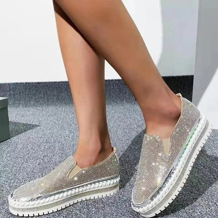 Rhinestone High Sole Shoes
