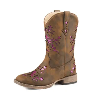 Roper Boots Kids Lola Brown & Pink Glitter
