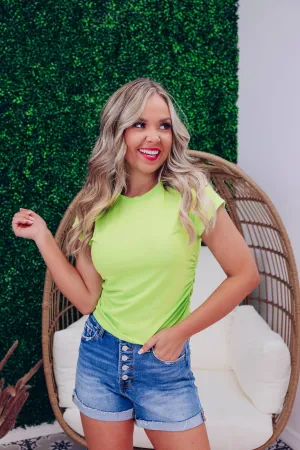 Sadie Side Ruched Top - Lime