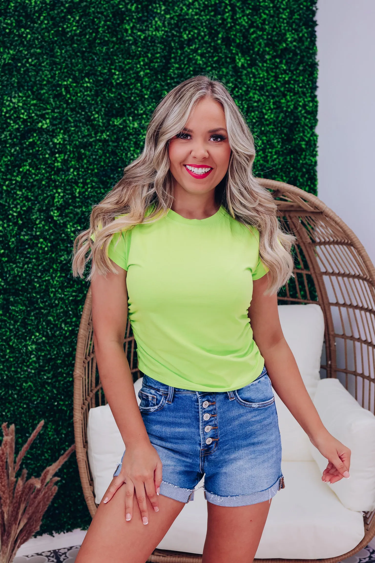 Sadie Side Ruched Top - Lime