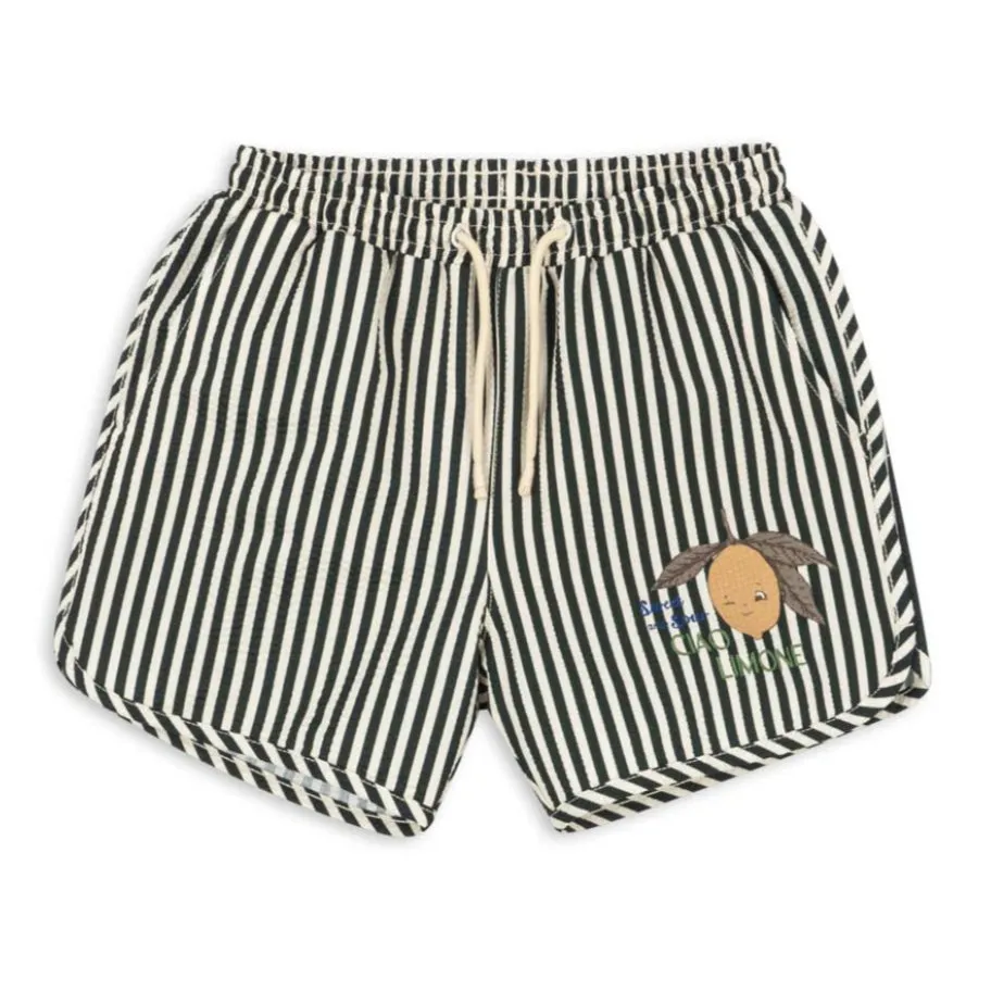 Seer Asnou Striped Seersucker Limone Swimming Shorts