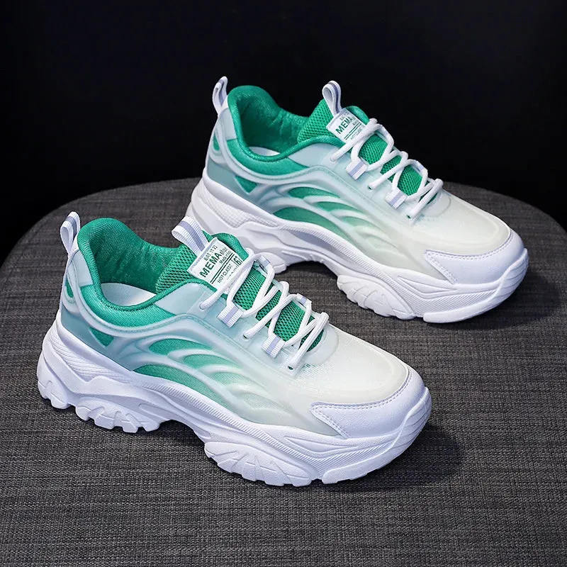 Shoes Mixed Colors Breathable Platform Sneakers 2023 New Casual All-match Mesh Lightweight Sprots Running Fashion Spring Autumn