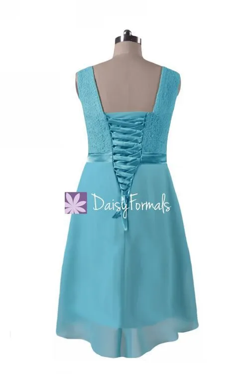 Short Quartz Lace Party Dress Dusty Rose High Low Bridesmaids Dress Party Dress (BM43227)