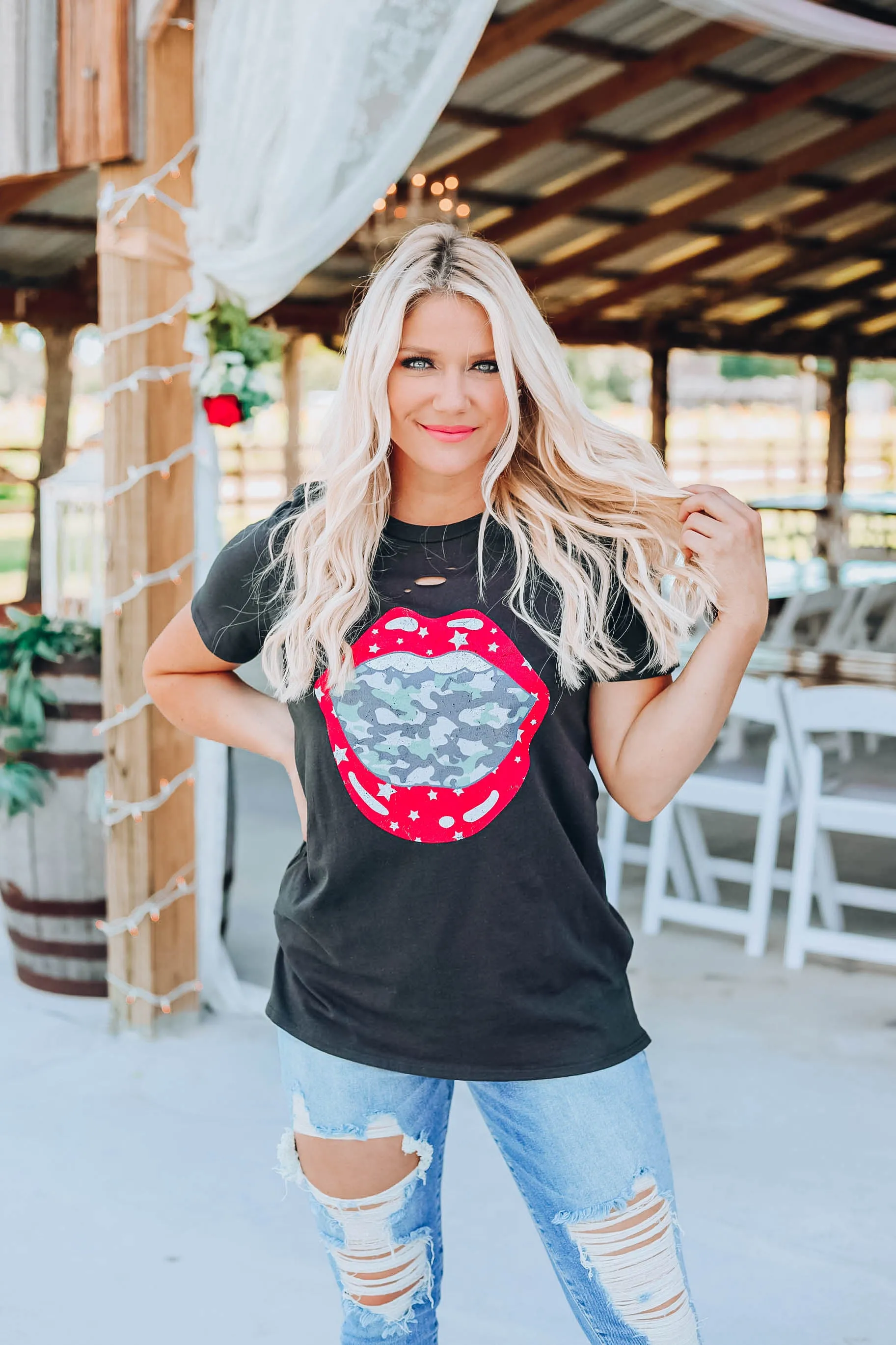 Smiling Camo Graphic Tee