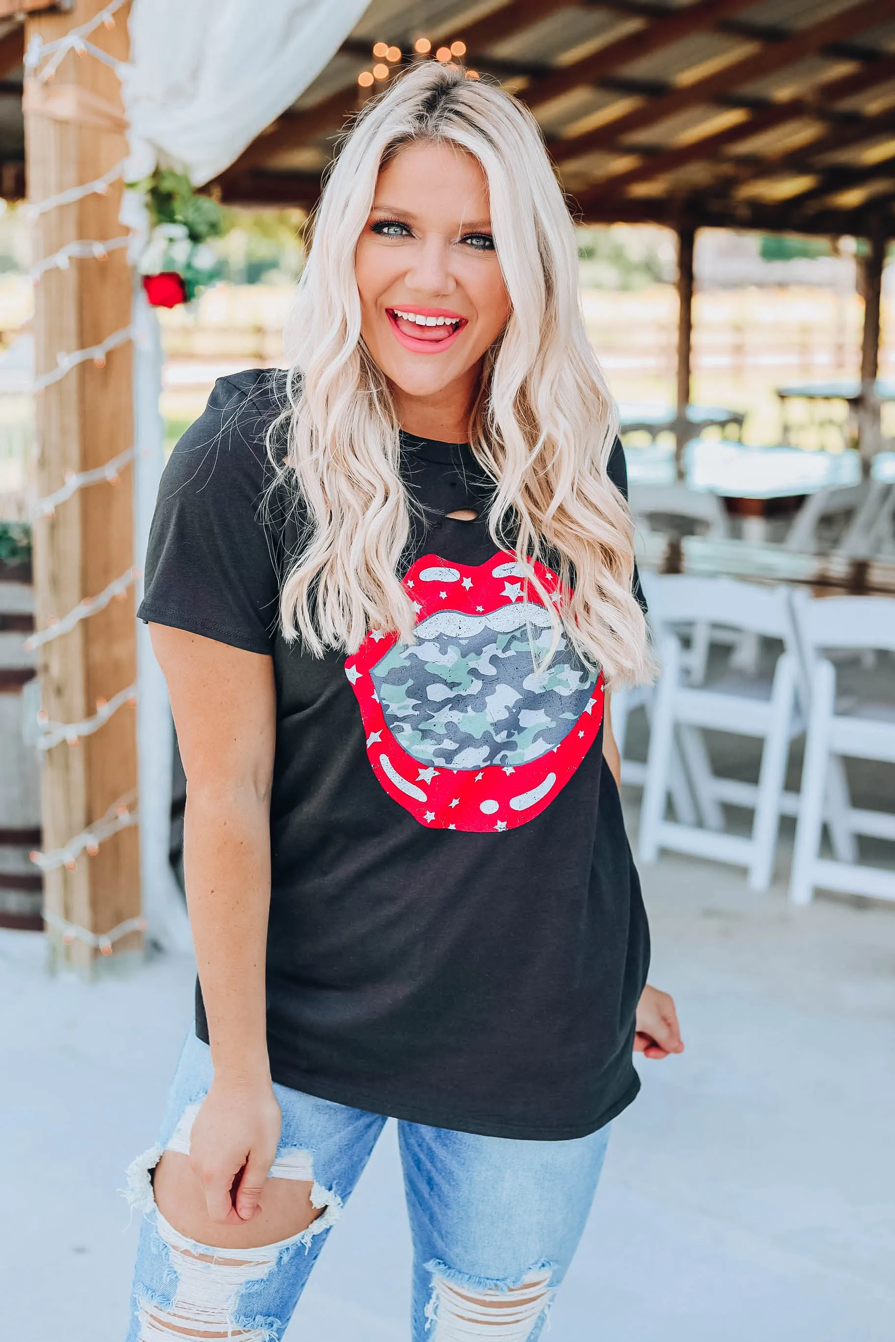 Smiling Camo Graphic Tee