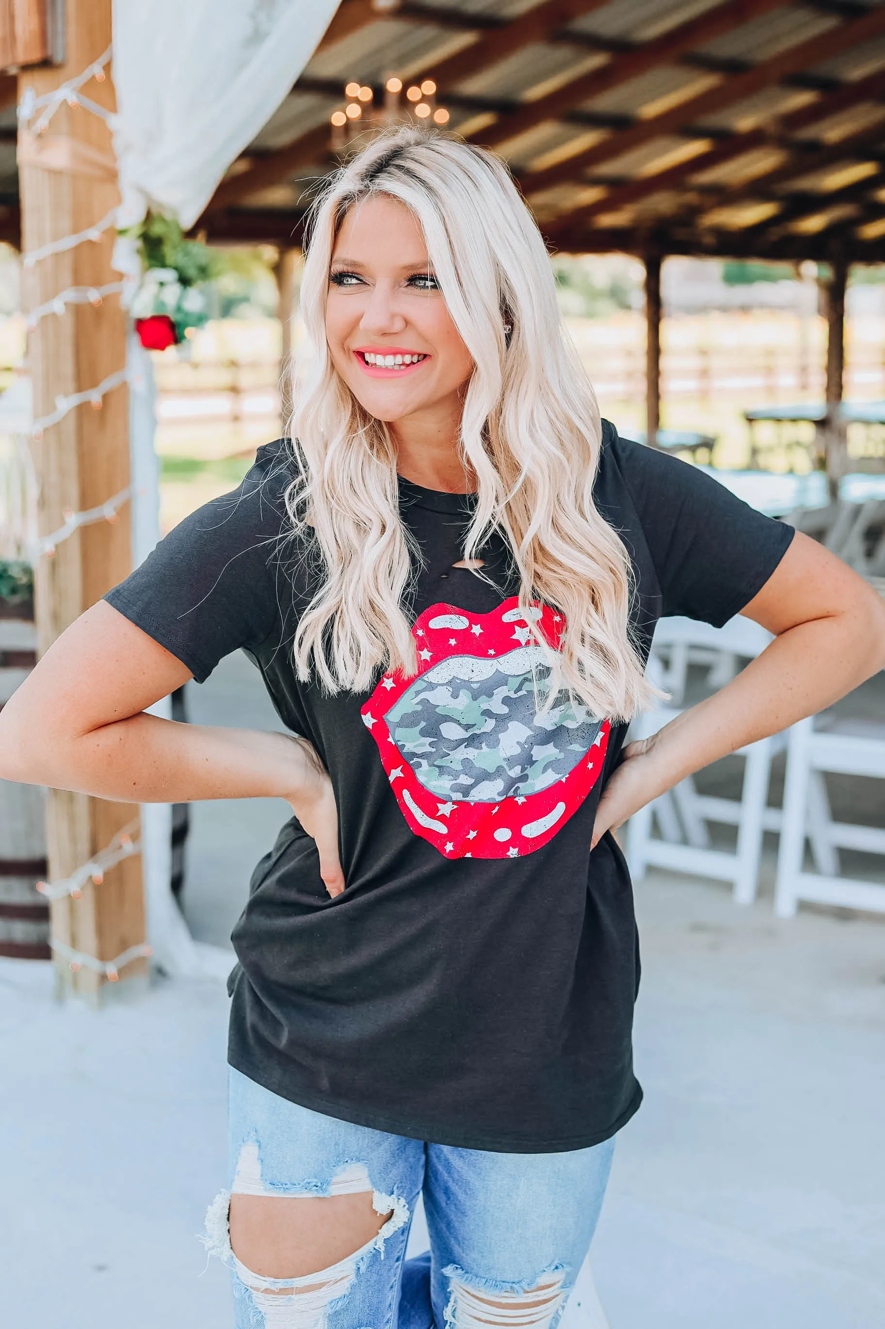 Smiling Camo Graphic Tee