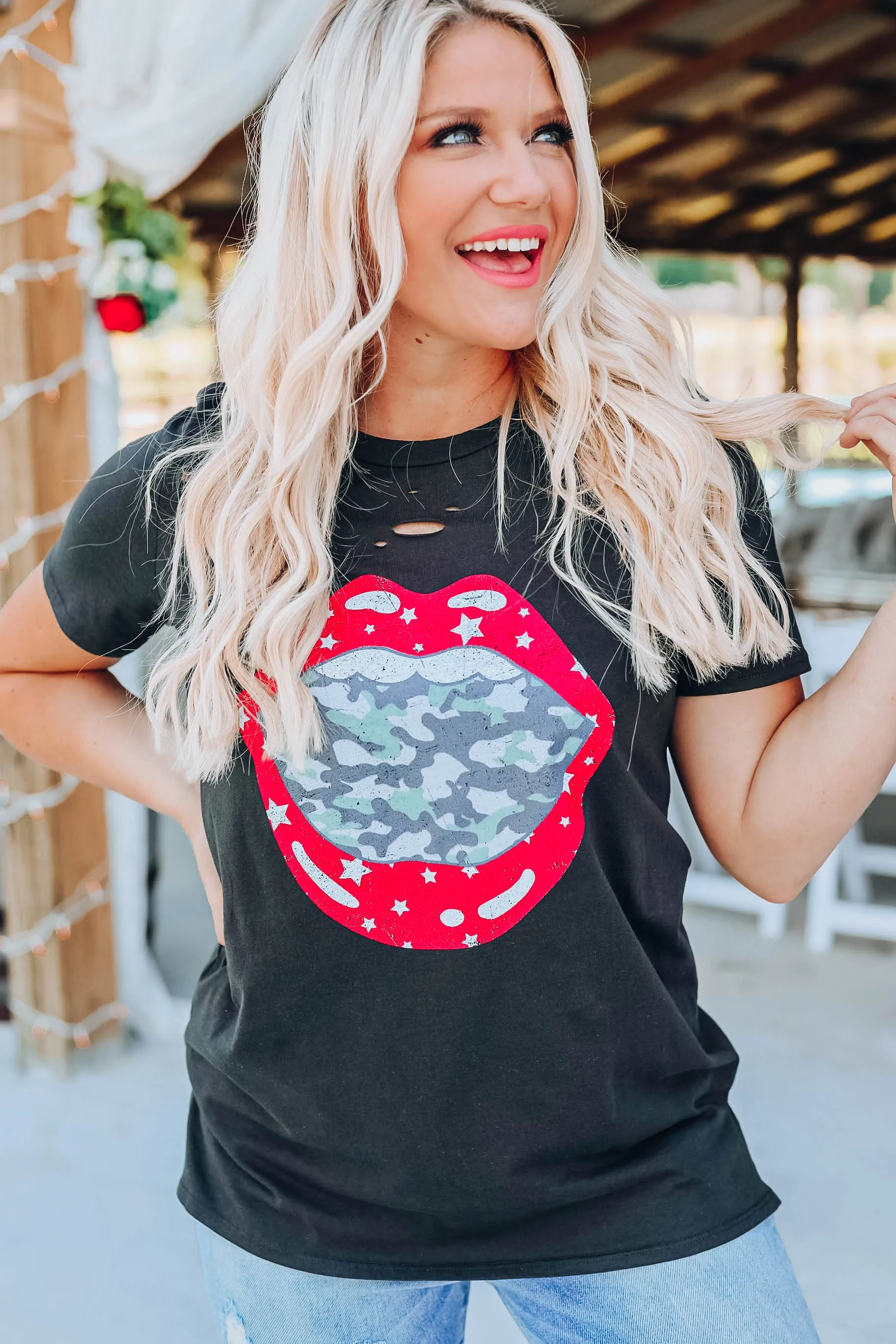 Smiling Camo Graphic Tee