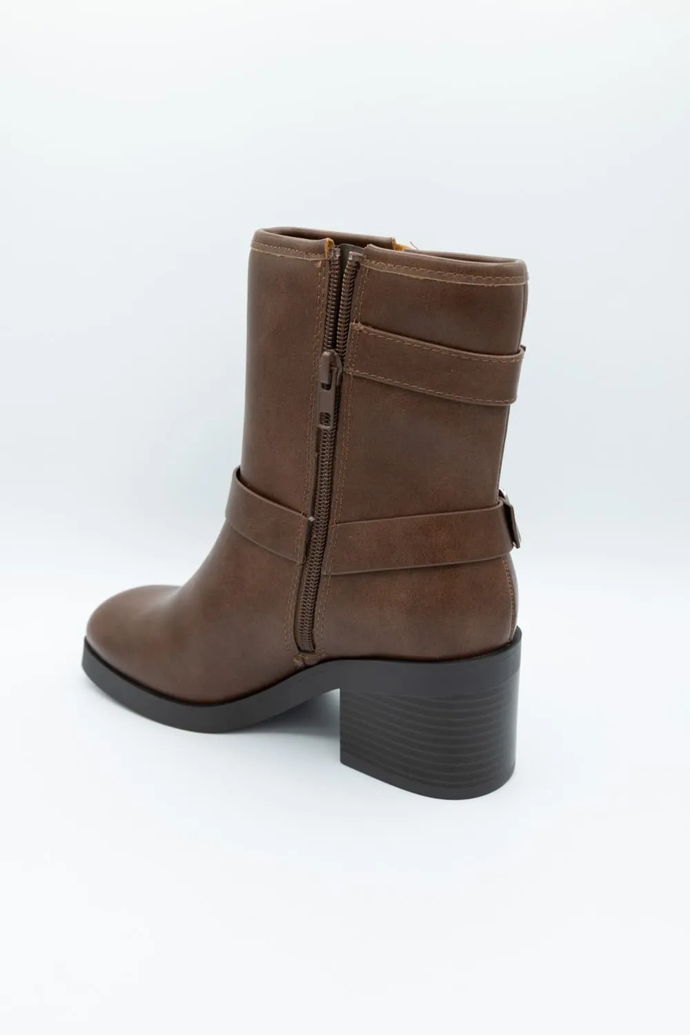 Soda Addax Moto Booties for Women in Brown | ADDAX-S BROWN