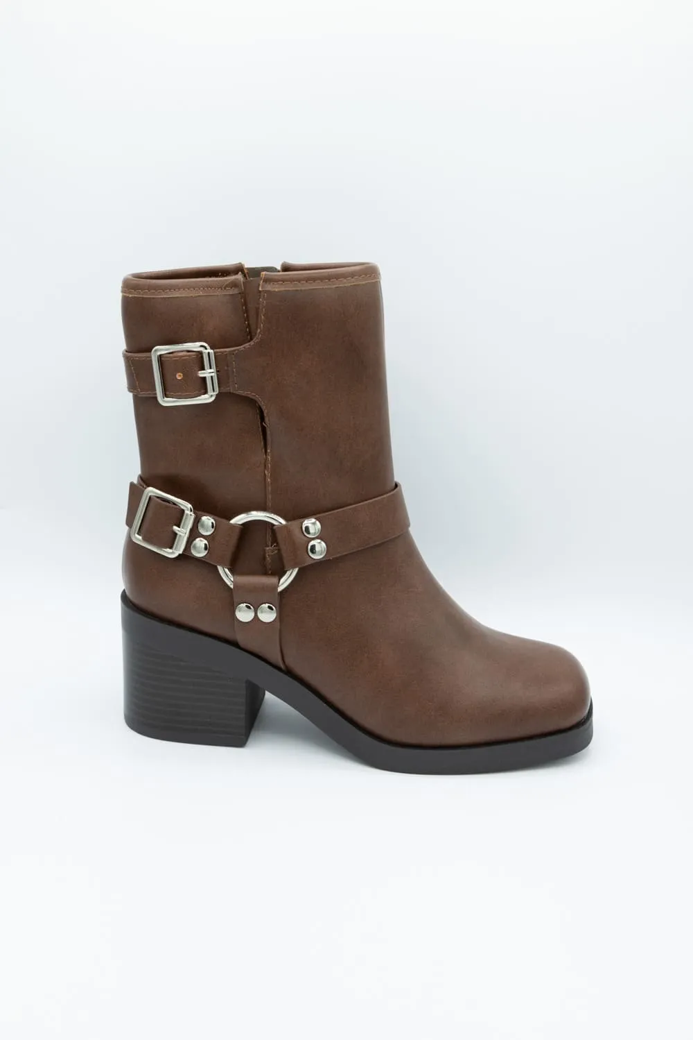 Soda Addax Moto Booties for Women in Brown | ADDAX-S BROWN