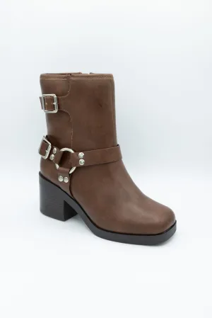 Soda Addax Moto Booties for Women in Brown | ADDAX-S BROWN