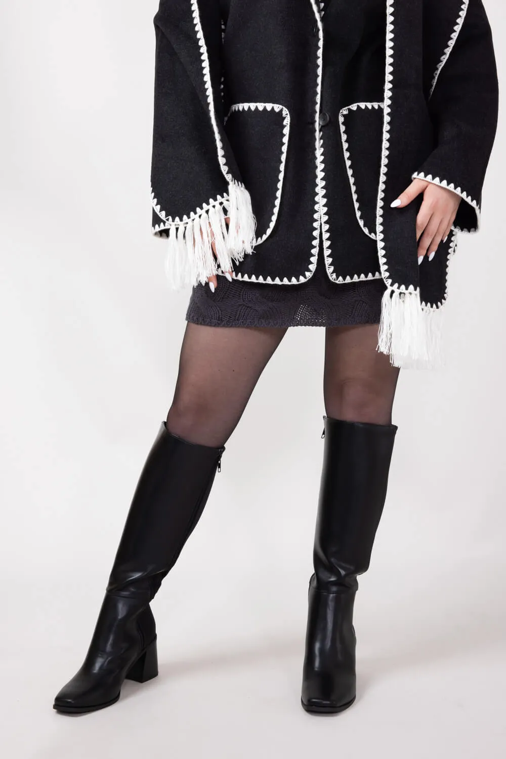 Soda Dahlia Tall Lug Boots for Women in Black | DAHLIA-S BLACK