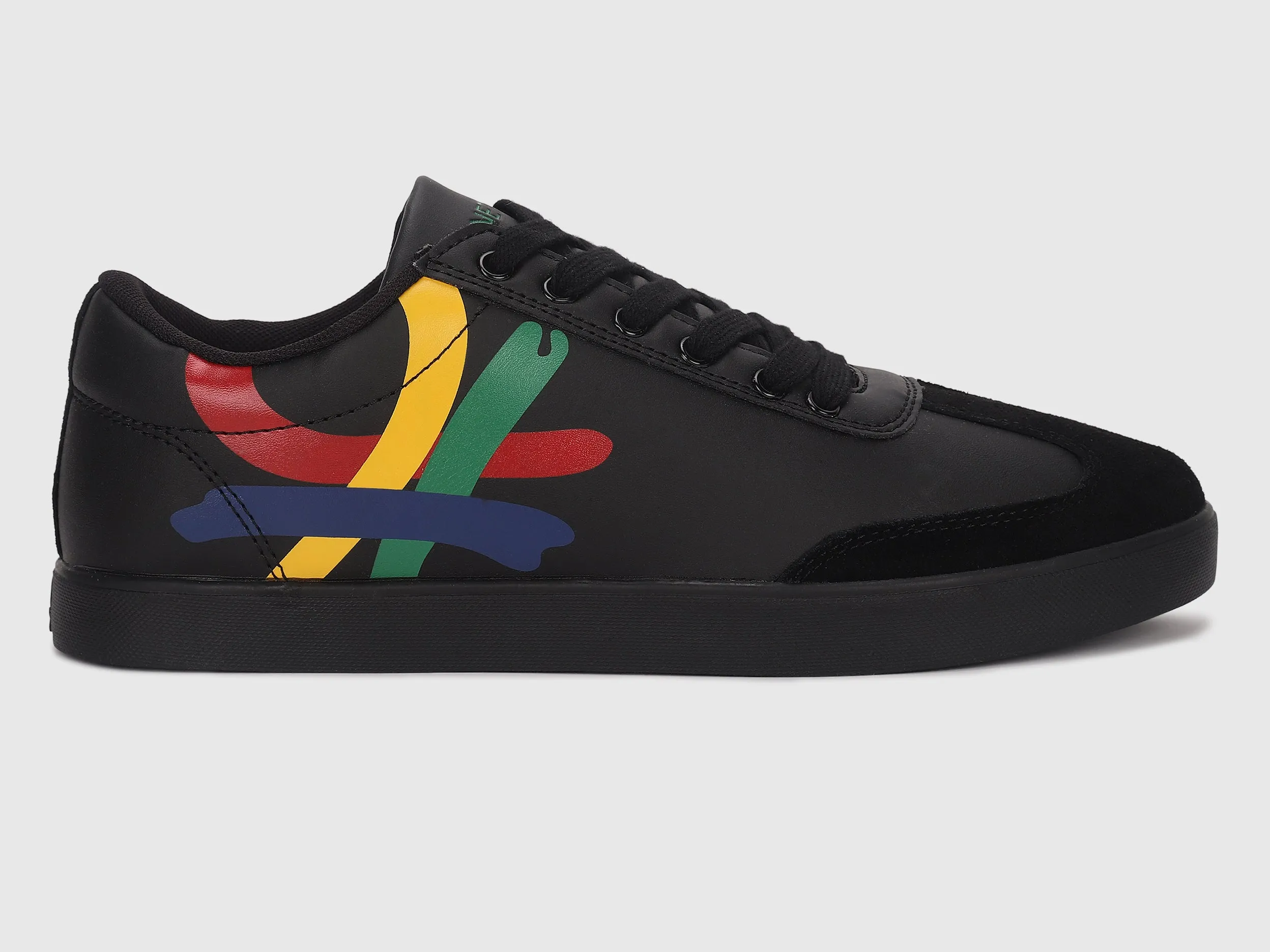 Suede Patch Printed Branded Sneakers