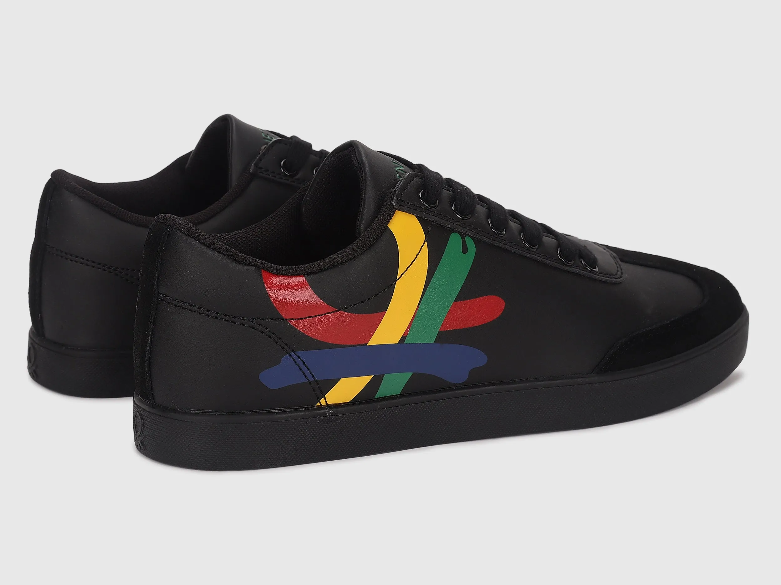 Suede Patch Printed Branded Sneakers