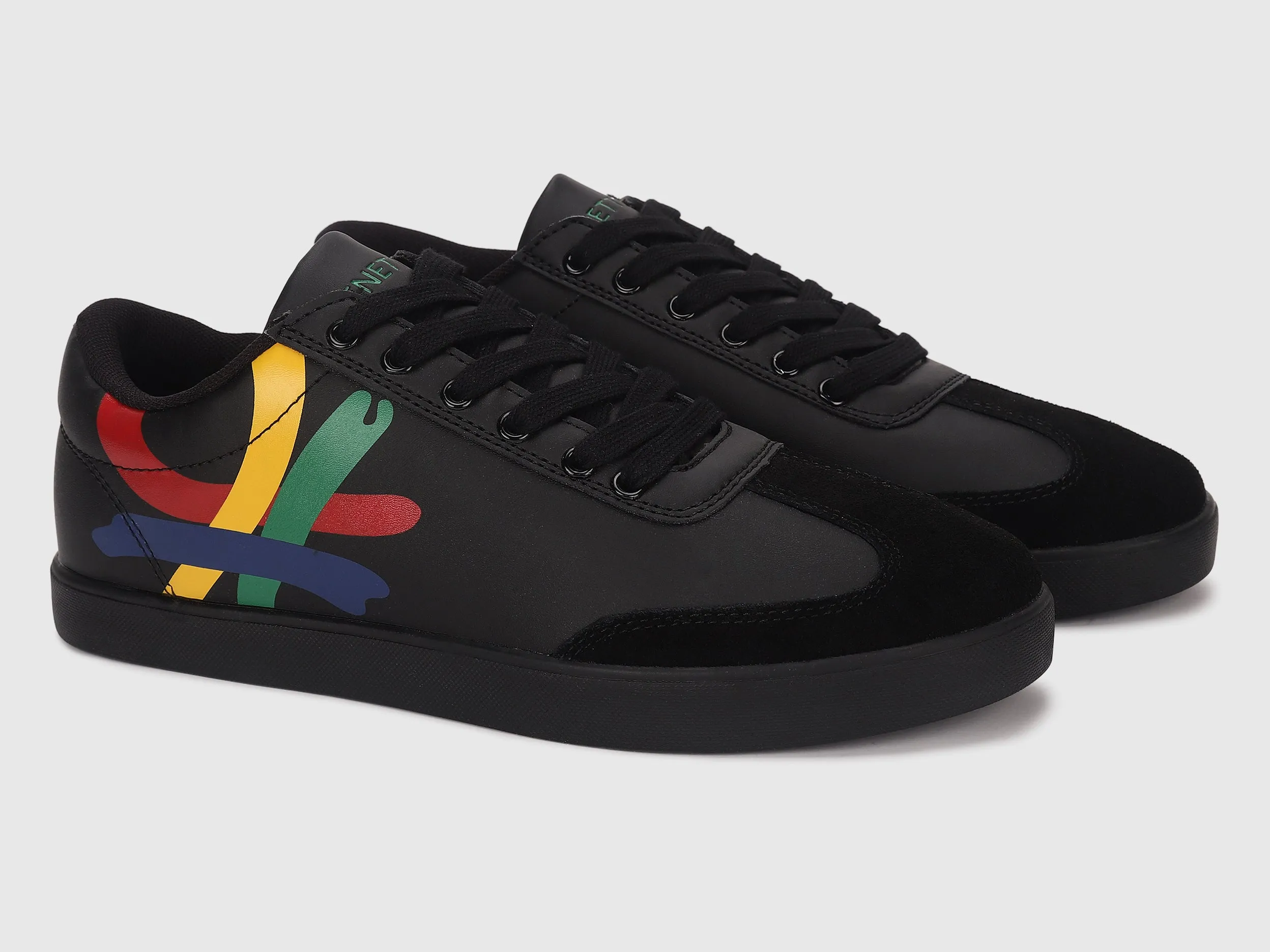 Suede Patch Printed Branded Sneakers