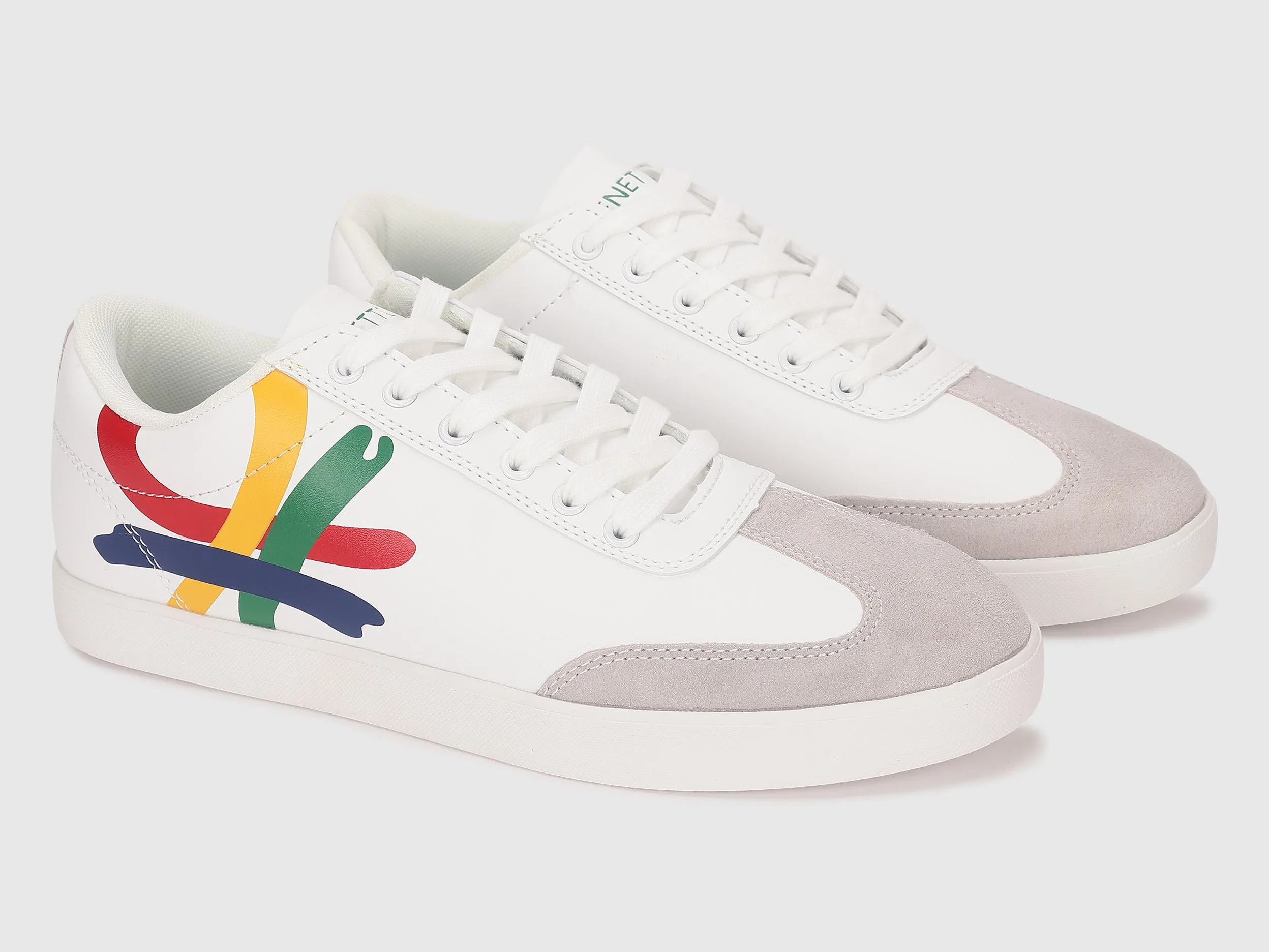 Suede Patch Printed Branded Sneakers