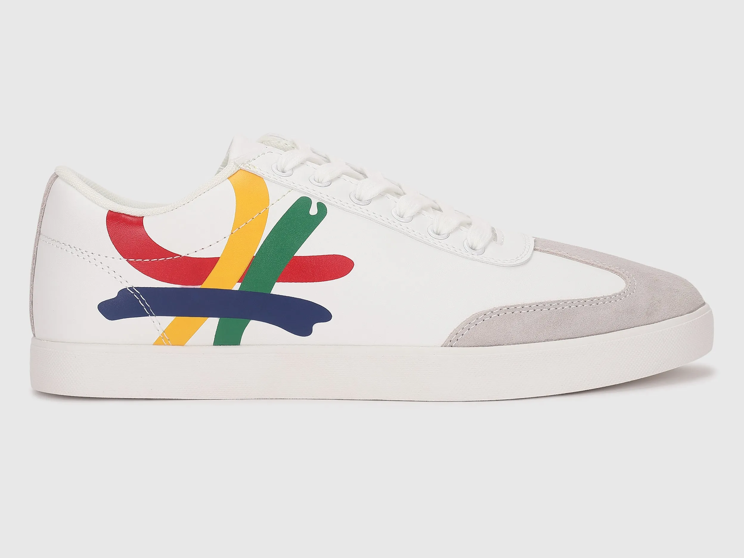 Suede Patch Printed Branded Sneakers