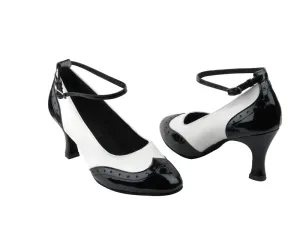 Swing001 Black Patent & White Leather