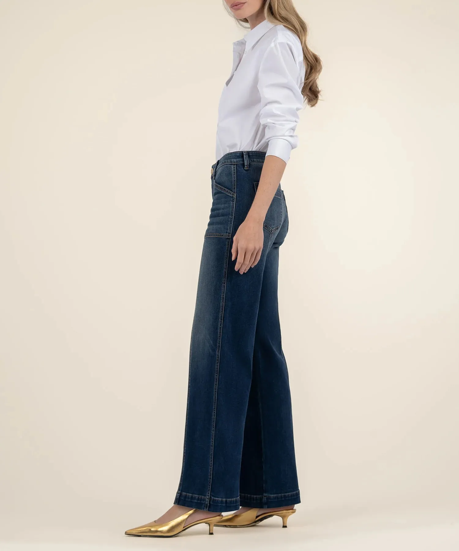 The Jodi High Rise Wide Leg Seam Detail Jeans - Energy Wash