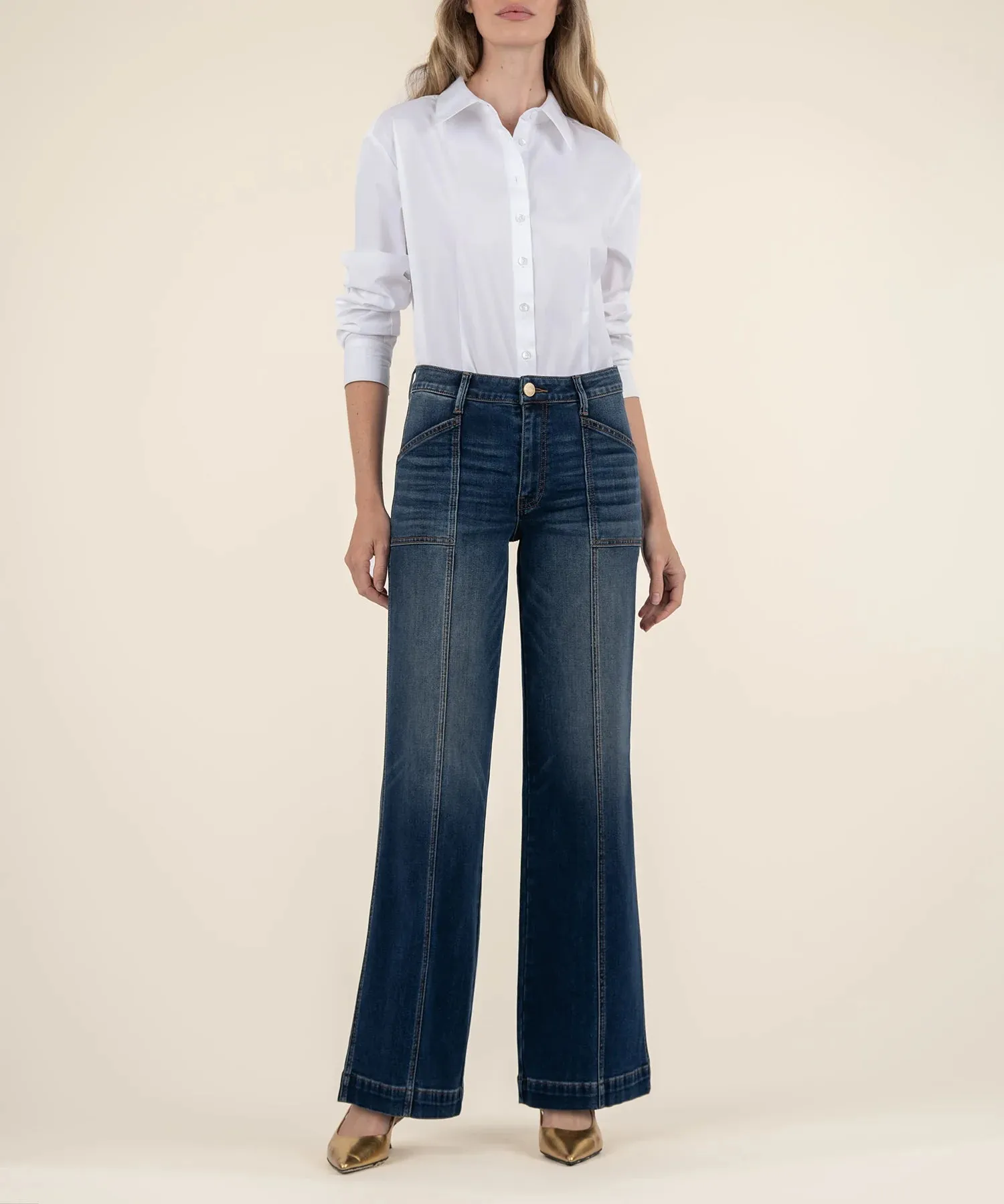 The Jodi High Rise Wide Leg Seam Detail Jeans - Energy Wash