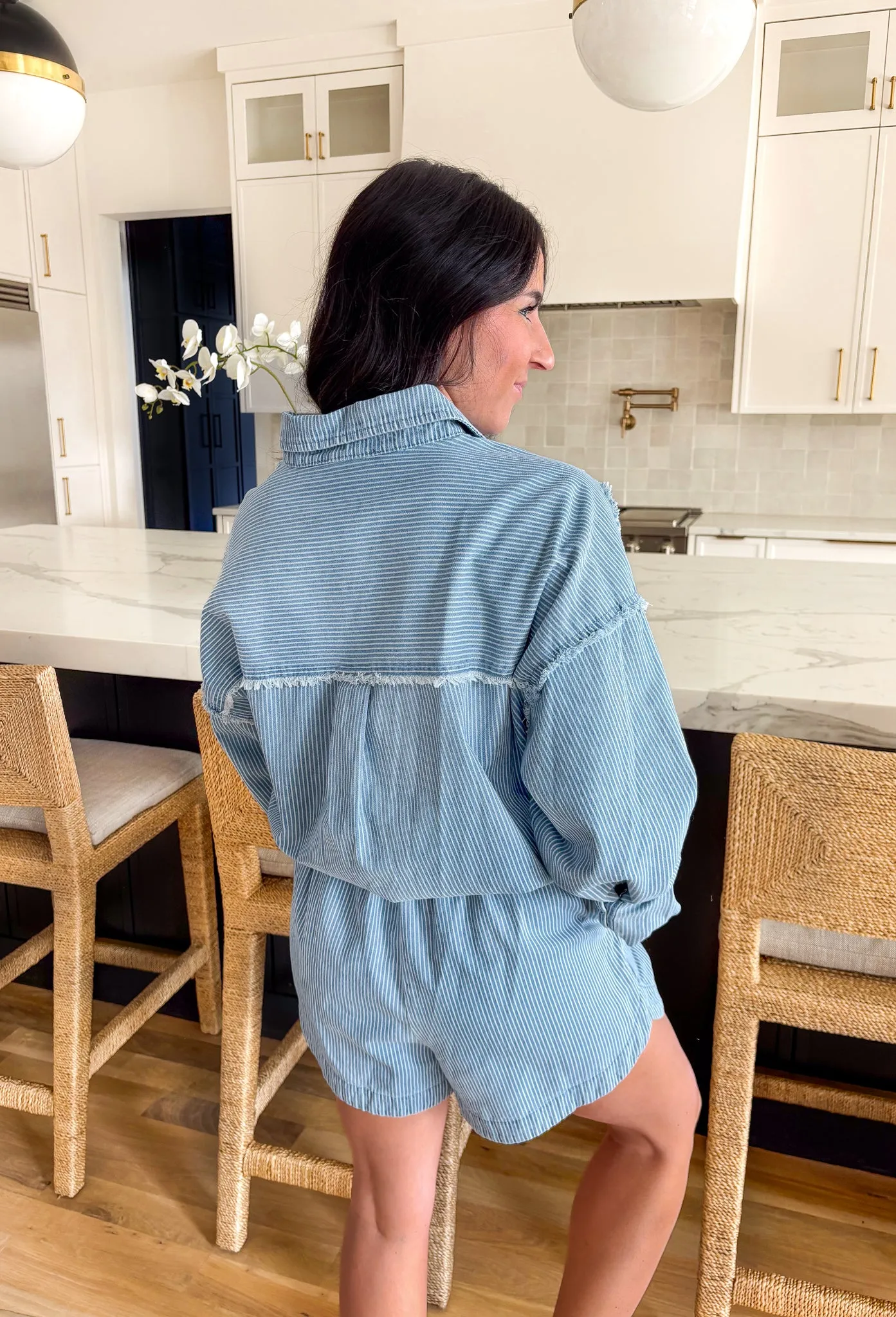 Think It Through Denim Romper