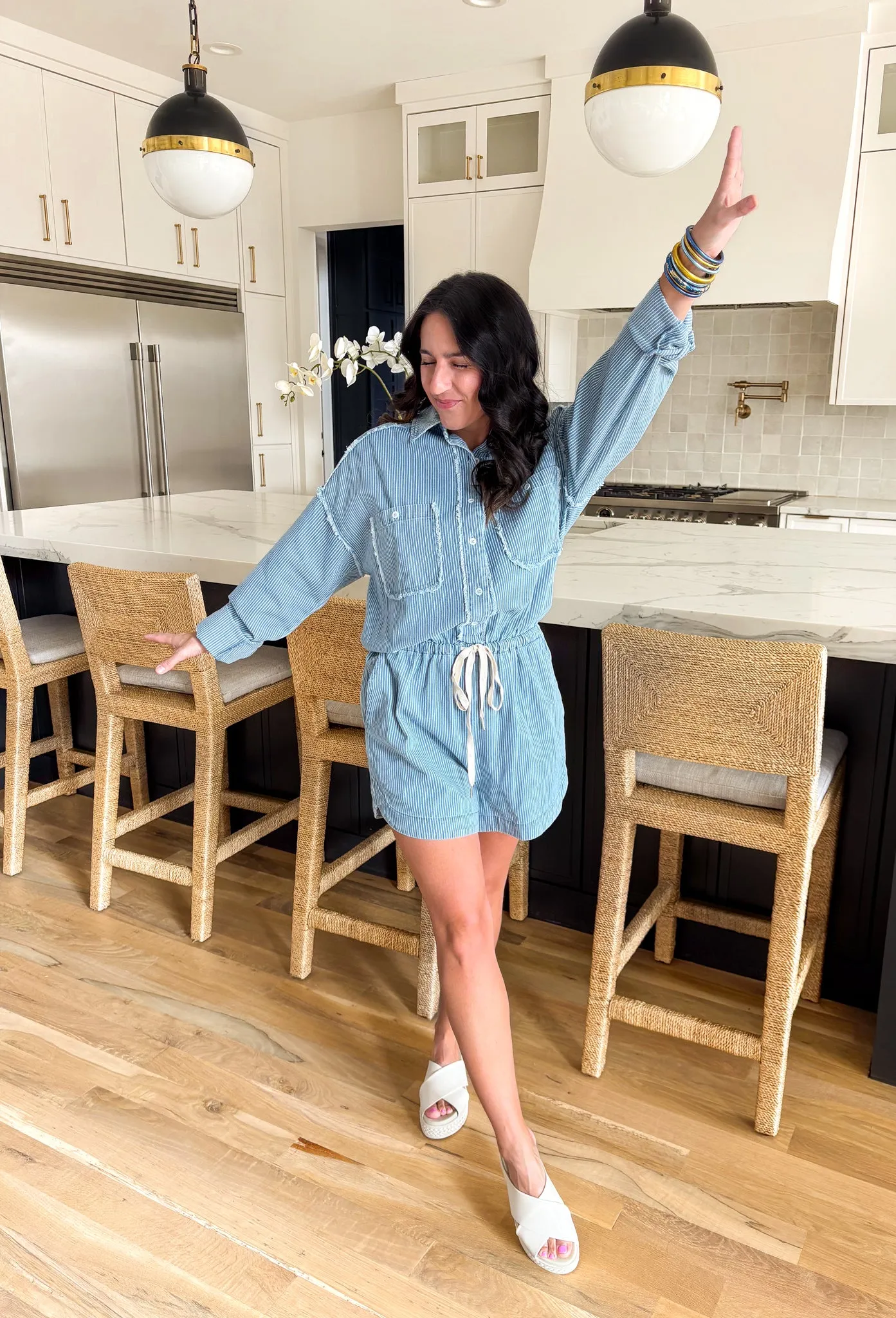 Think It Through Denim Romper
