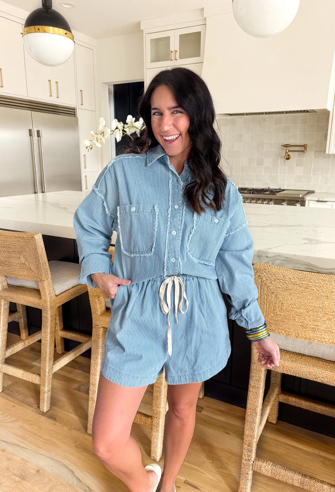 Think It Through Denim Romper