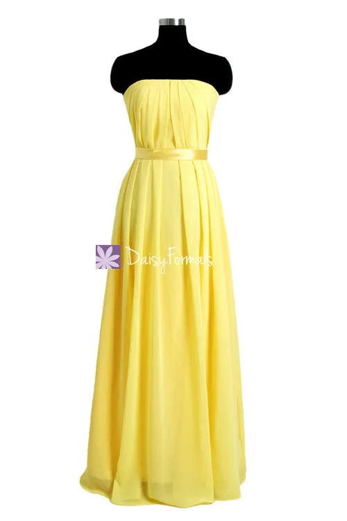 Vertical Pleating Strapless Party Dress Coral Chiffon Bridesmaids Dress (BM4031)