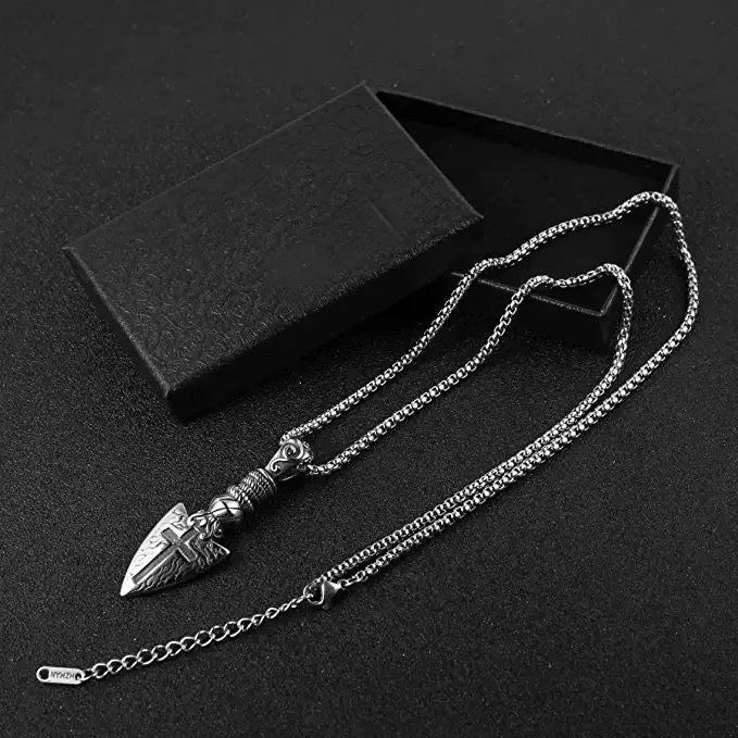 Wheat Chain Cross Arrow Stainless Steel Chain
