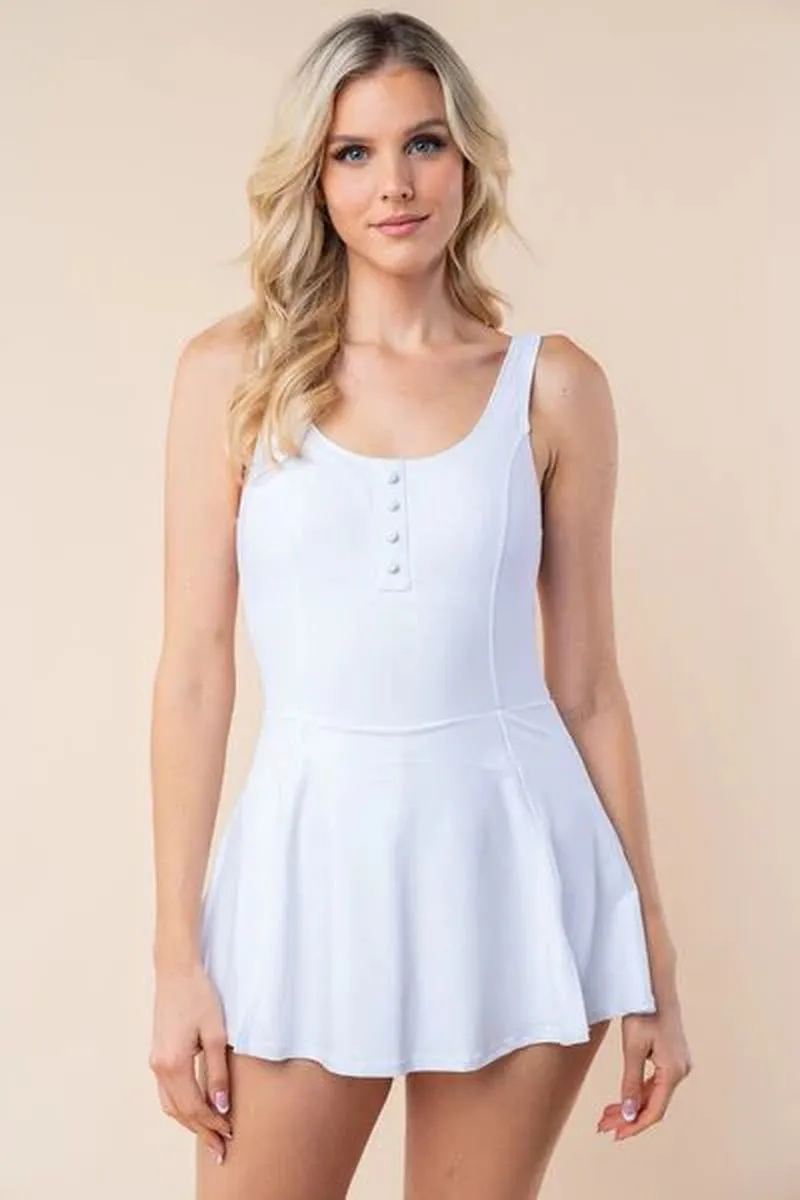 White Birch Sleeveless Swim Dress - Performance Knit Swimwear