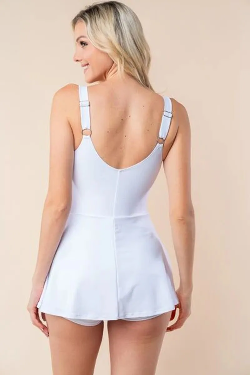 White Birch Sleeveless Swim Dress - Performance Knit Swimwear