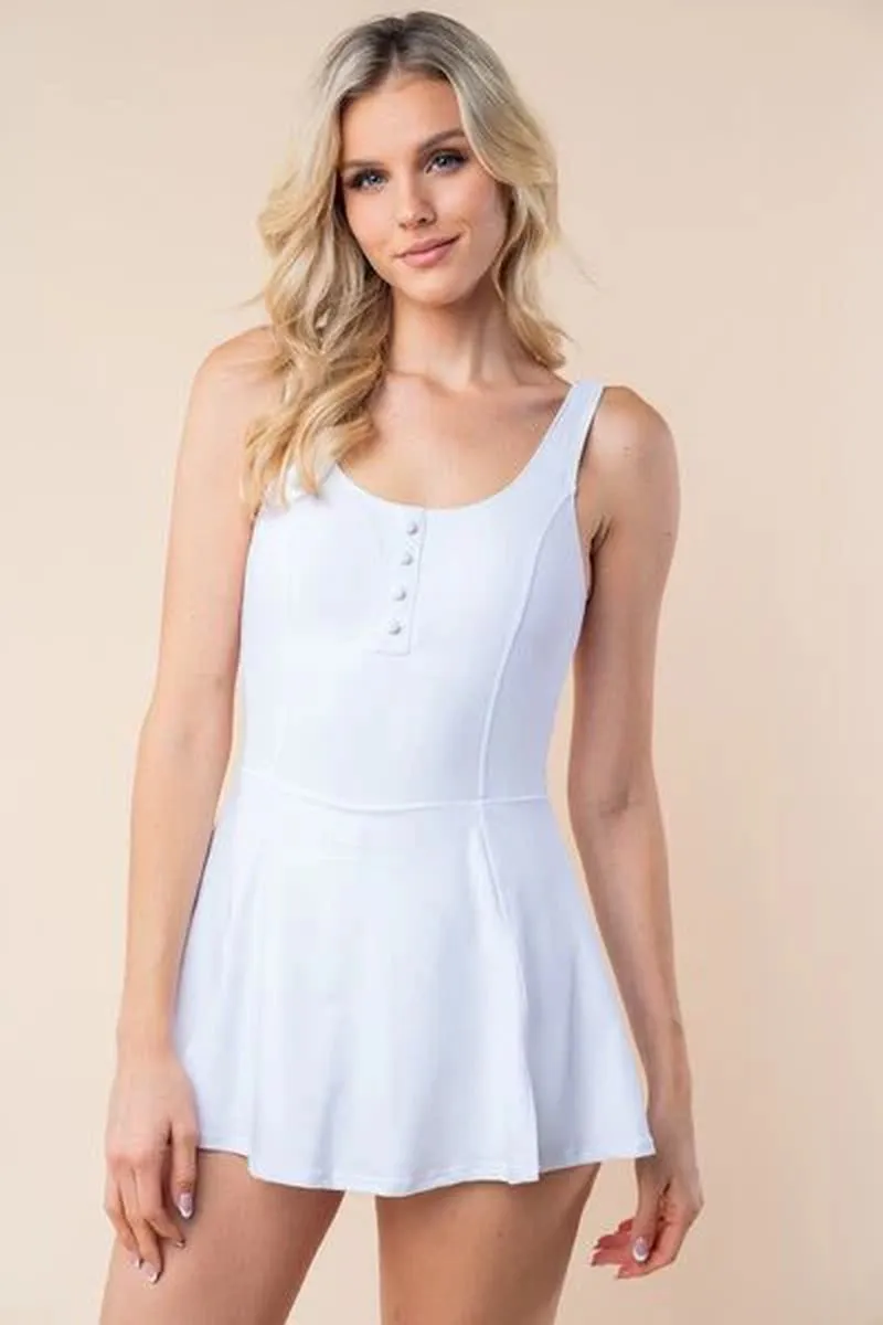 White Birch Sleeveless Swim Dress - Performance Knit Swimwear