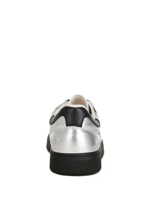 Women's Kyniska Metallic Faux Leather Lace Up Sneakers