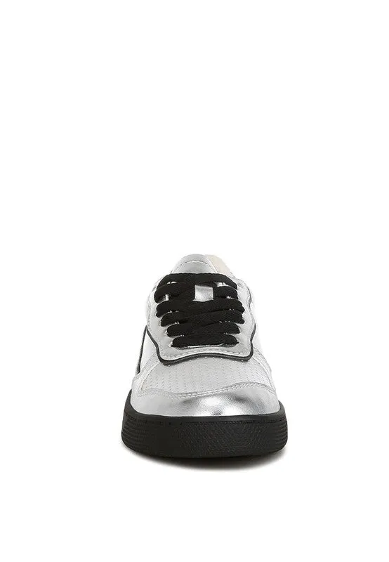 Women's Kyniska Metallic Faux Leather Lace Up Sneakers