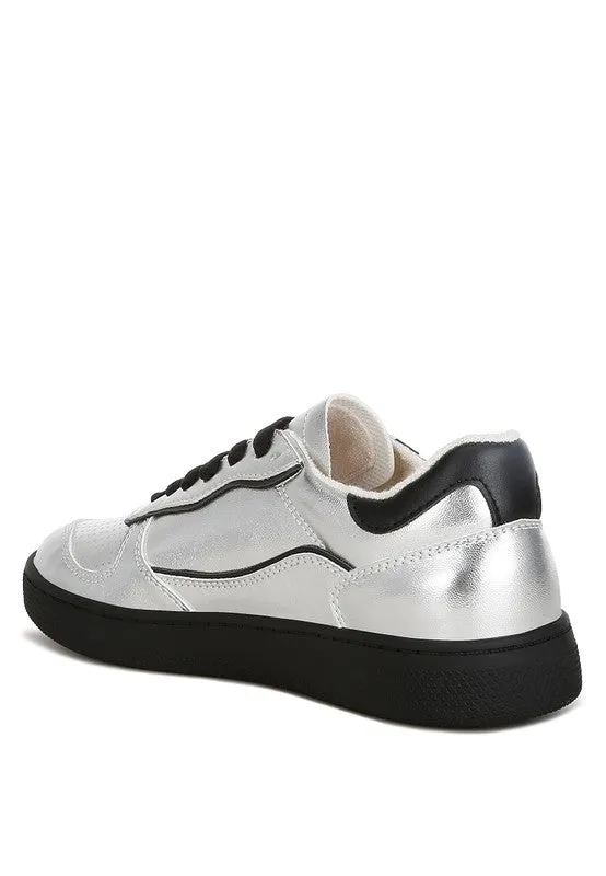 Women's Kyniska Metallic Faux Leather Lace Up Sneakers