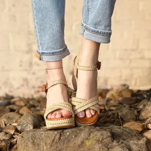 Yara Tan Raffia Heels