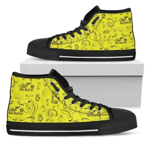Yellow Solid Scatter Canvas Women's High Top