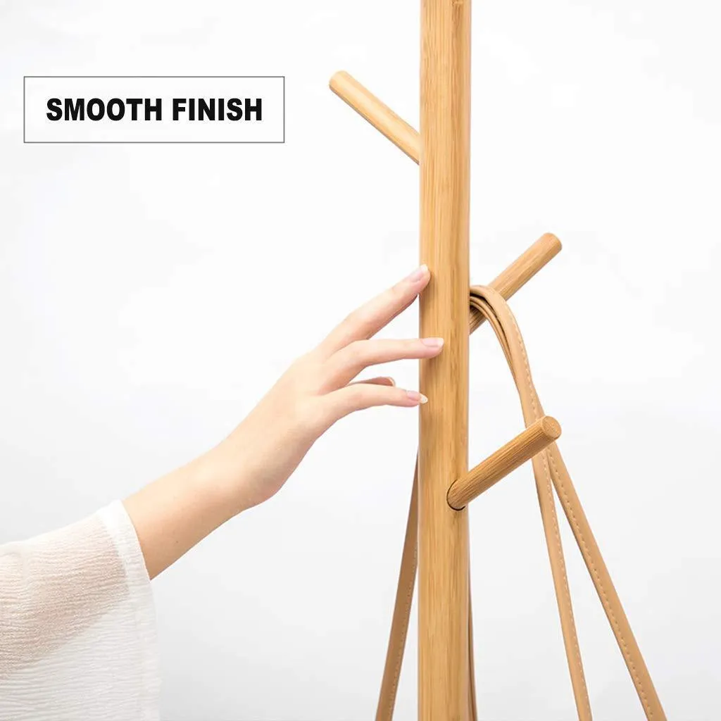 ZHEN GUO Entryway Shoe Bench with Coat Rack, Modern Bamboo Shoe Rack Organizer with Hall Tree Coat and hat Hanger Over The Door (Color : Natural)